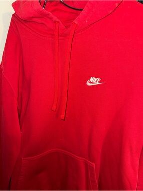 Nike Men’s Red Pullover Hoodie with White Logo